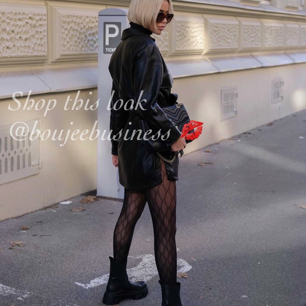 ZARA Faux Leather Overshirt with Tie Belt - Picture 3 of 11